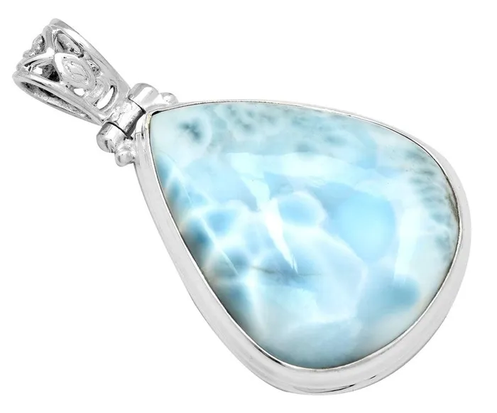 YoTreasure Necklaces Larimar 1 34 Long 925 Solid Sterling Silver Pendant With 18 Chain