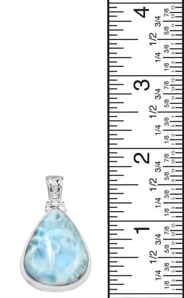 YoTreasure Necklaces Larimar 1 34 Long 925 Solid Sterling Silver Pendant With 18 Chain