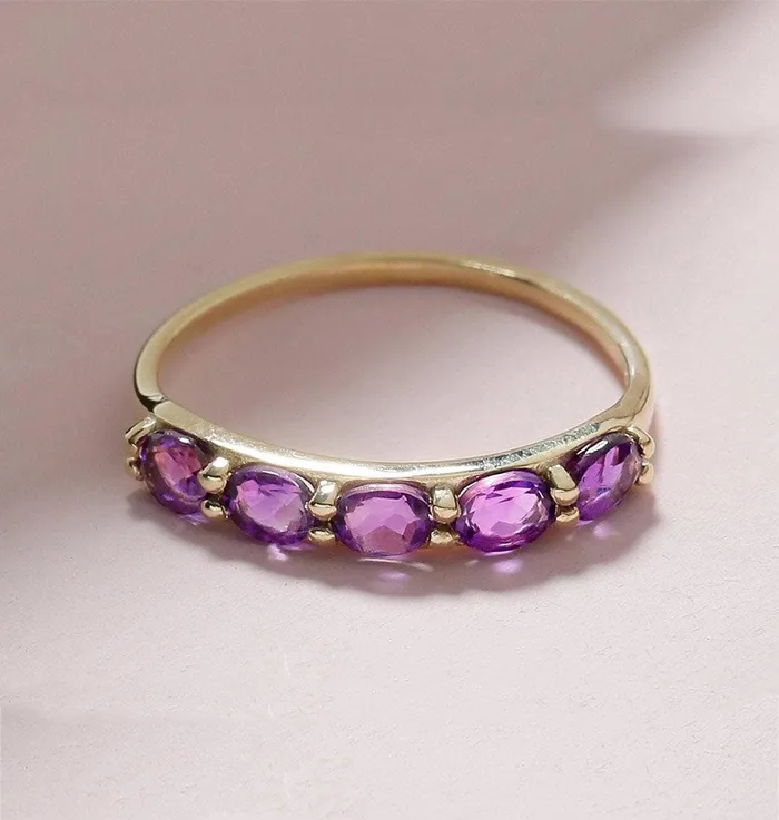 YoTreasure Rings 085 Ct Amethyst Solid 10k Yellow Gold Eternity Band Ring Jewelry YoTreasure Rings 085 Ct Amethyst Solid 10k Yellow Gold Eternity Band Ring Jewelry
