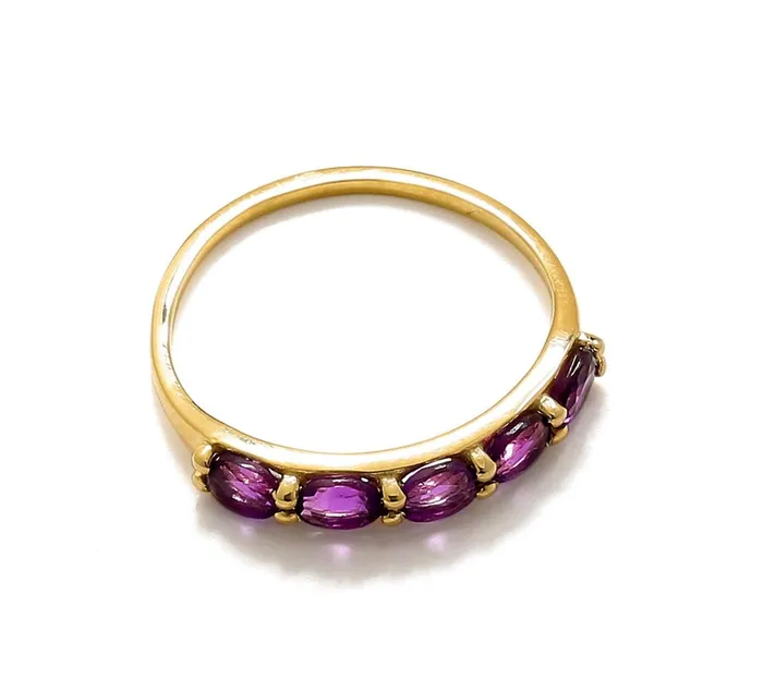 YoTreasure Rings 085 Ct Amethyst Solid 10k Yellow Gold Eternity Band Ring Jewelry