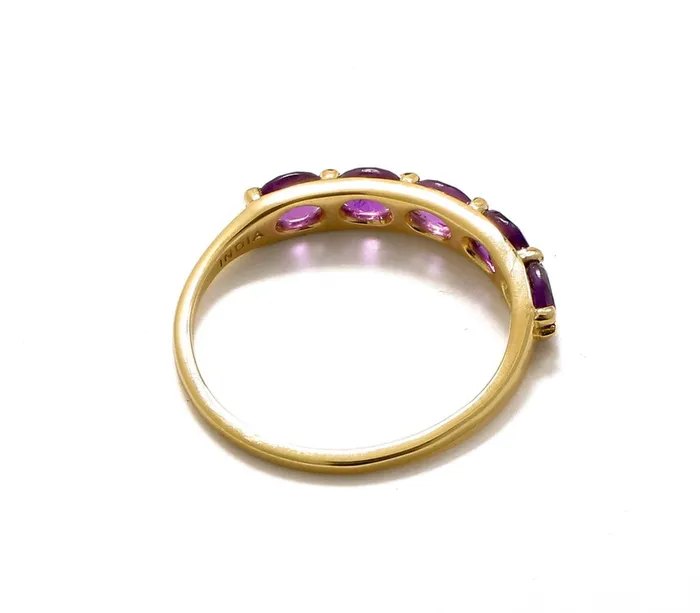 YoTreasure Rings 085 Ct Amethyst Solid 10k Yellow Gold Eternity Band Ring Jewelry