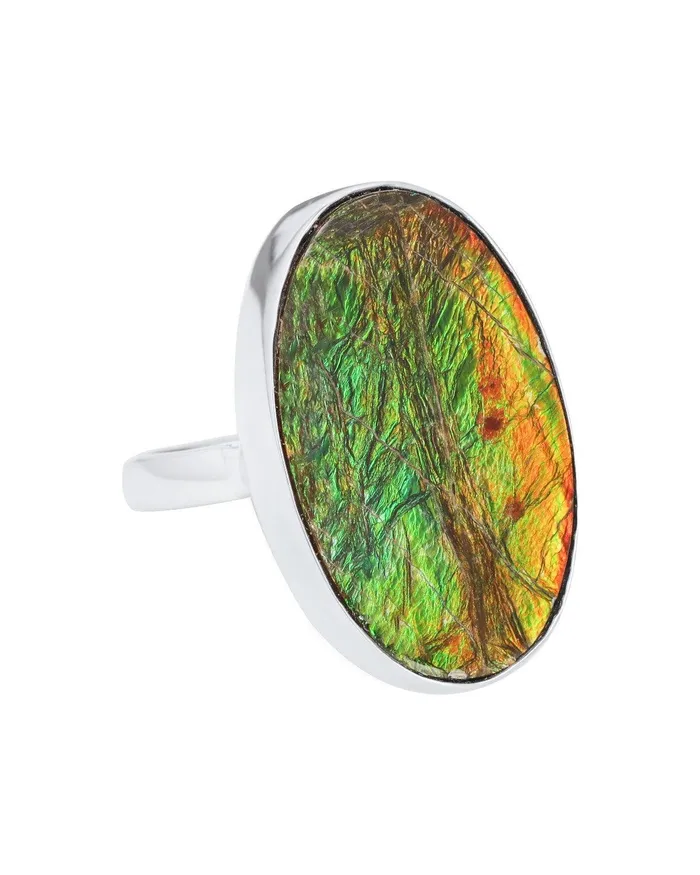 YoTreasure Rings 1215 Ct Ammolite Solid 925 Sterling Silver Statement Ring