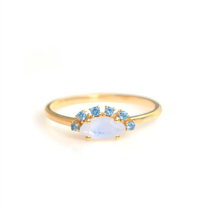 YoTreasure Rings Moonstone London Blue Topaz 10kt Yellow Gold Minimalist Ring 065 ct tw YoTreasure Rings Moonstone London Blue Topaz 10kt Yellow Gold Minimalist Ring 065 ct tw